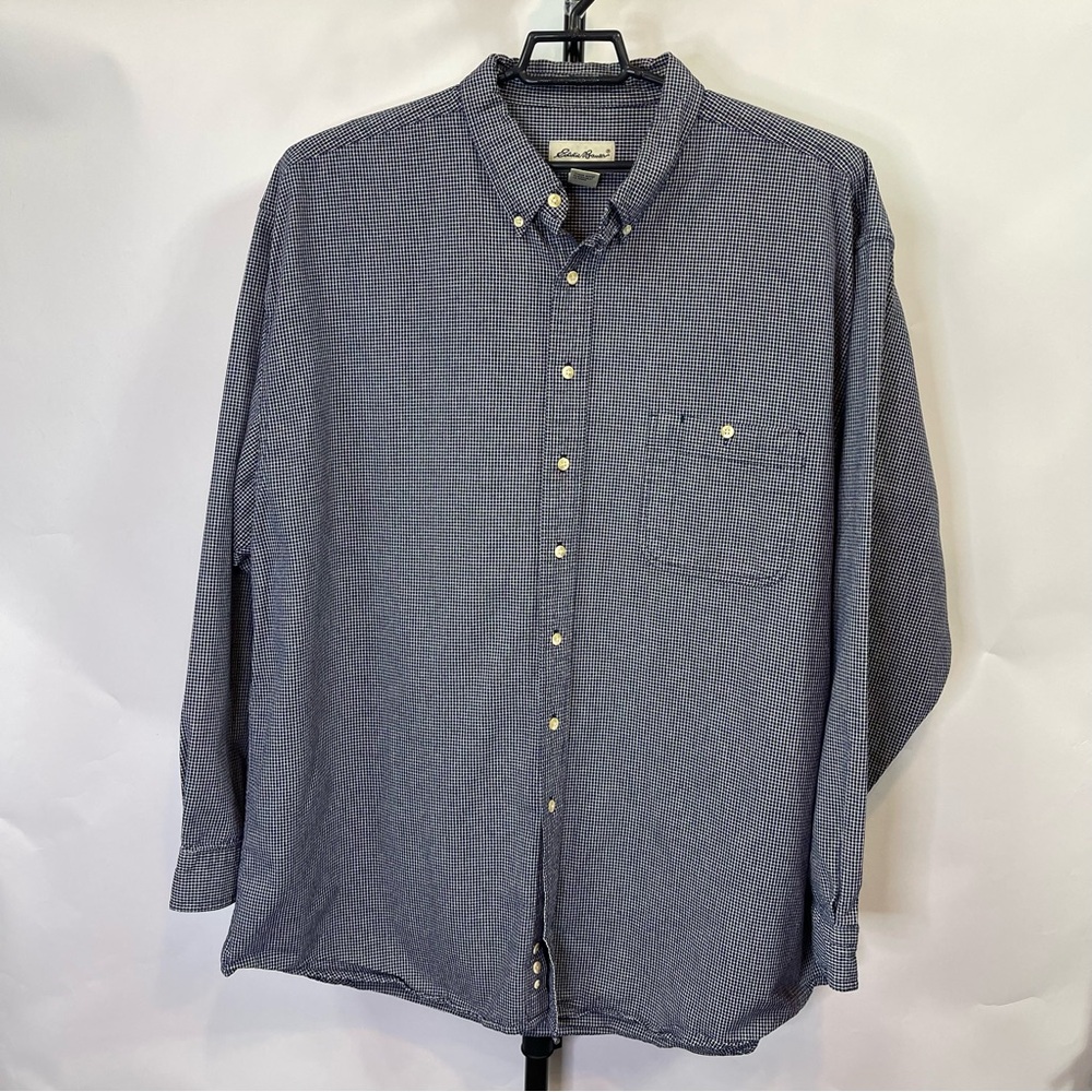 Eddie Bauer Black White Plaid Long Sleeve Shirt Size XXXL Men’s
